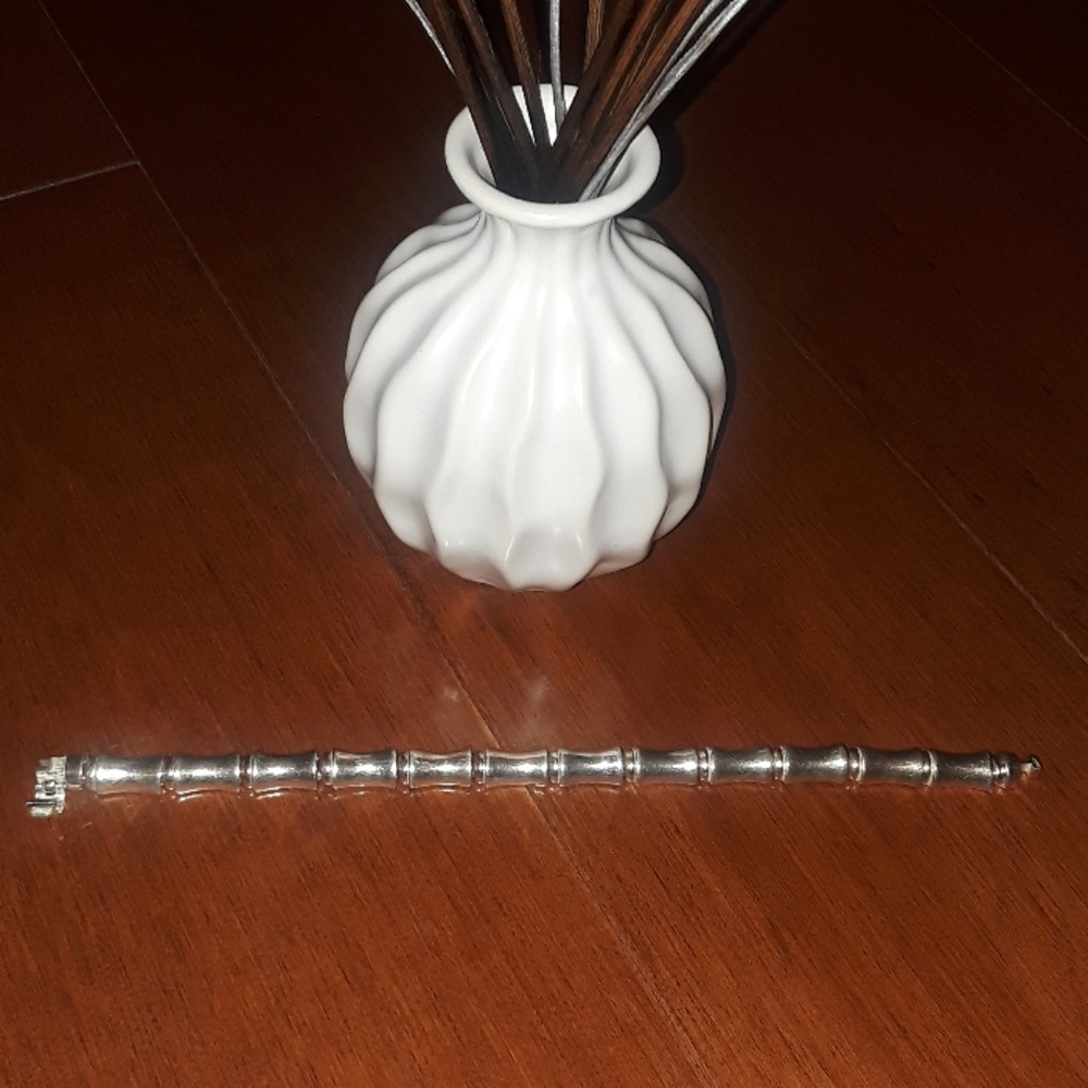 Sterling silver bamboo link bracelet